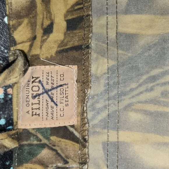 Filson Advantage Wetlands Waterfowl Camo Vest Xl Waxed Style 436WL Cropped Rare - Picture 6 of 8